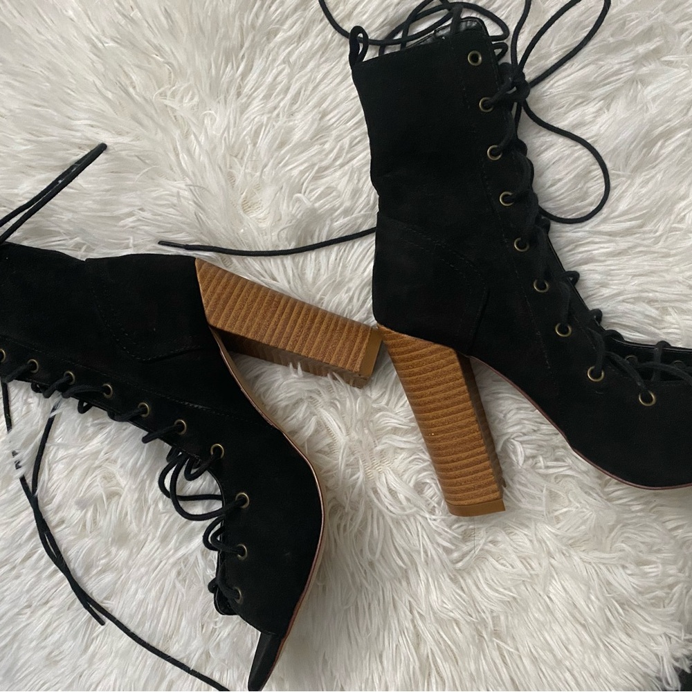 miss lola boutique lace up chunky heel